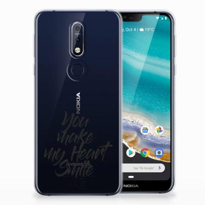 Nokia 7.1 | Siliconen hoesje | met naam Heart Smile Nokia 7.1 | Siliconen hoesje | met naam Heart Smile