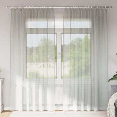 Gordijnen voile met lussen 2 st 140x225 cm lichtgrijs Gordijnen voile met lussen 2 st 140x225 cm lichtgrijs