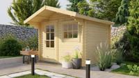 Tuindeco Bjorn blokhut 300x260 cm + luifel 80 cm 28 mm vuren red class wood geïmpregneerd - thumbnail