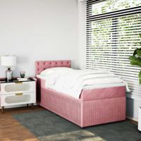 Boxspring met matras fluweel roze 90x190 cm - thumbnail