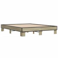 Bedframe bewerkt hout metaal sonoma eikenkleurig 150x200 cm - thumbnail