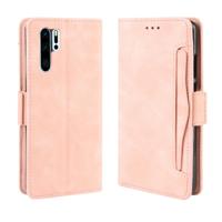 Portemonnee stijl huid voelen kalf patroon lederen draagtas voor Huawei P30 Pro met aparte kaartsleuf (roze) - thumbnail