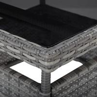 Tuintafel poly rattan en glas grijs - thumbnail