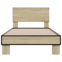 Bedframe bewerkt hout en metaal sonoma eikenkleurig 75x190 cm - thumbnail