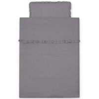 Mousseline Dekbedovertrek Ruffle Antraciet - thumbnail