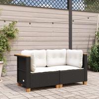 Tuinhoekbanken met kussens 2 st poly rattan zwart - thumbnail