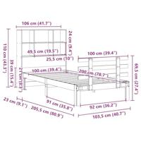 Bed met boekenkast zonder matras grenenhout wasbruin 100x200 cm - thumbnail