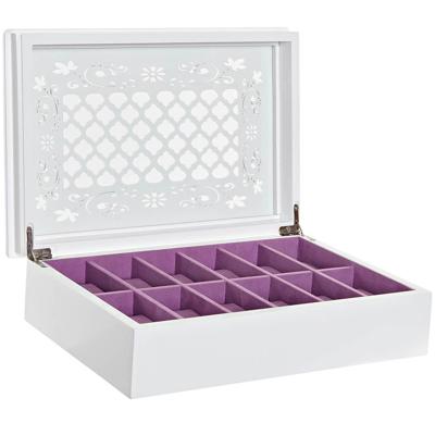 Doos-Juwelenkistje DKD Home Decor Horloges 29 x 20 x 9,5 cm Kristal Lila Wit Hout MDF