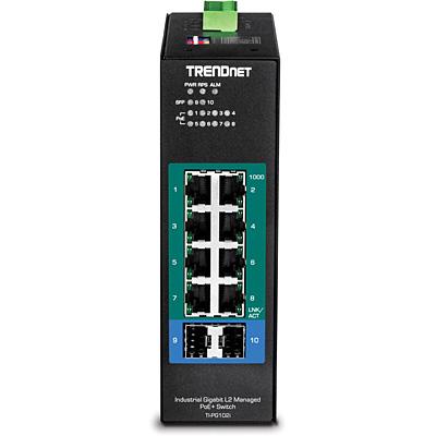 TRENDnet TI-PG102i 10-poorts DIN-Rail Switch Industrieel Gigabit beheerd PoE+
