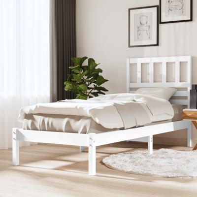 Bedframe zonder matras massief grenenhout wit 120x190 cm