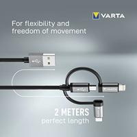 Varta USB-kabel USB-A stekker, USB-micro-B stekker, USB-C stekker, Apple Lightning stekker 2.00 m Meerdere kleuren 57937101111 - thumbnail