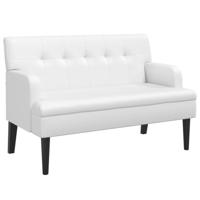 Bankje met rugleuning 112x65,5x75 cm kunstleer wit - thumbnail