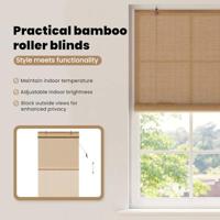 VidaXL Rolgordijn met gordijnen bruin 90 x 220 cm bamboe - thumbnail