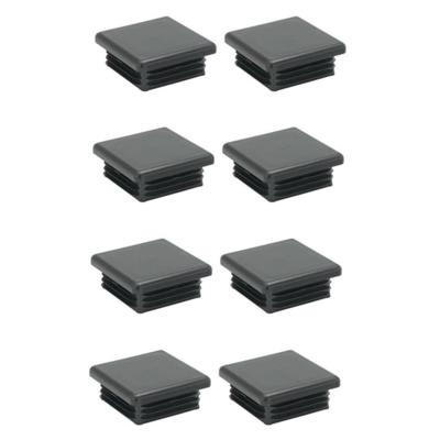 Inslagdop/meubeldop zwart vierkant 2,5 bij 2,5 cm en hoogte 0,4 cm van kunststof - 8 stuks