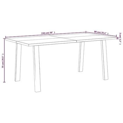 Eettafel 150x90x75 cm massief acaciahout