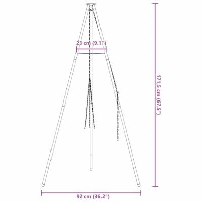 VidaXL Kampvuur tripod zwart 92 x 92 x 171,5 cm staal