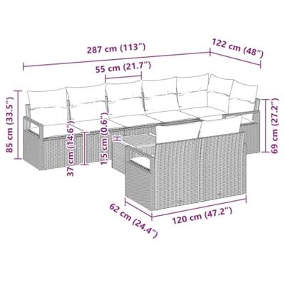 Tuinbankenset met opslag 9 pcs Zwart poly rattan