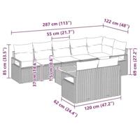 Tuinbankenset met kussen 9 pcs Beige poly rattan - thumbnail