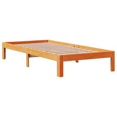 Bedframe zonder matras massief grenenhout wasbruin 100x200 cm
