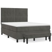 Boxspring met matras fluweel donkergrijs 140x190 cm - thumbnail