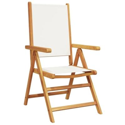 Tuinstoelen 2 st inklapbaar acaciahout en stof crèmewit