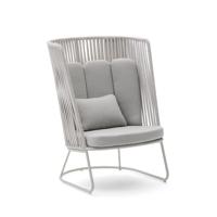 Kave Home Outdoor Fauteuil 'Saconca' Met hoge rug, Gevlochten touw, kleur Grijs - thumbnail