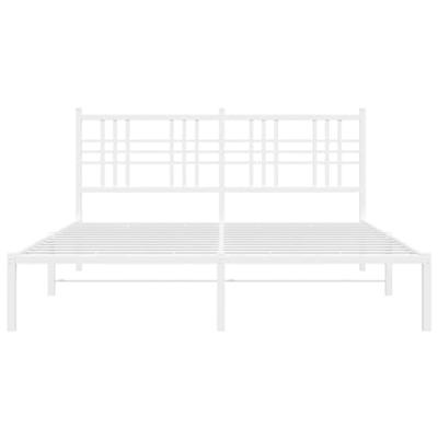Bedframe met hoofdbord metaal wit 160x200 cm