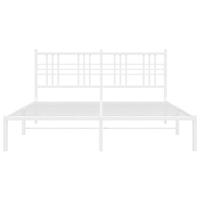 Bedframe met hoofdbord metaal wit 160x200 cm - thumbnail