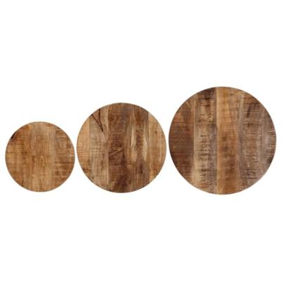 3-delige Salontafelset massief mangohout en ijzer