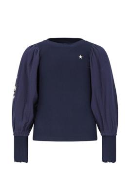Like Flo winter top meisjes - navy blauw - Eloise - rib - ballonmouwen