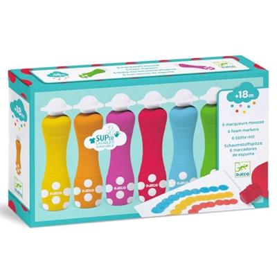 6 schuimmarkers DJECO wit