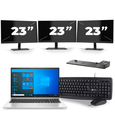 HP EliteBook 850 G8 - Intel Core i5-11e Generatie - 15 inch - 16GB RAM - 256GB SSD - Windows 11 + 3x 23 inch Monitor
