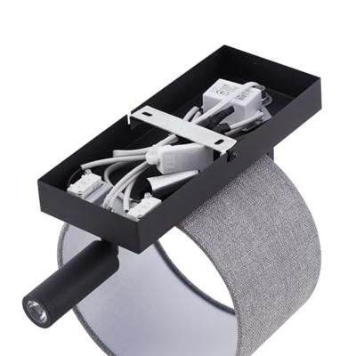 QAZQA Moderne wandlamp zwart met grijs rond en leeslamp - Puglia