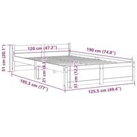 Bedframe massief hout wit 120x190 cm - thumbnail