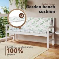 VidaXL Tuinbankkussens 2 st bladpatroon 150x50x7 cm stof - thumbnail