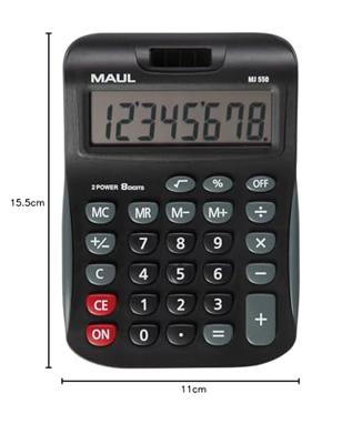 Maul MJ 550 Bureaurekenmachine Zwart Aantal displayposities: 8 werkt op batterijen, werkt op zonne-energie (b x h) 155 mm x 11 mm