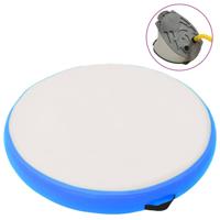 Gymnastiekmat met pomp opblaasbaar 100x100x15 cm PVC blauw - thumbnail