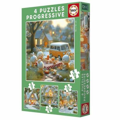 Junior puzzel 4 konijnenstad EDUCA meerkleurig Junior puzzel 4 konijnenstad EDUCA meerkleurig