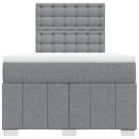 Boxspring met matras stof lichtgrijs 120x190 cm - thumbnail