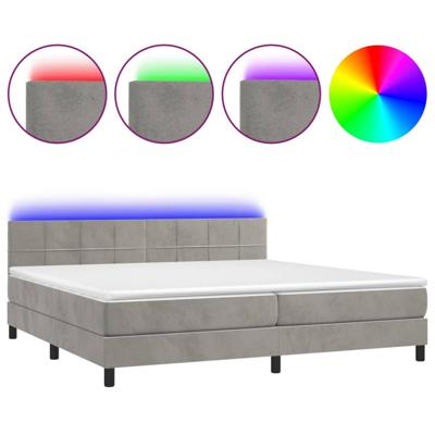 Boxspring met matras en LED fluweel lichtgrijs 200x200 cm