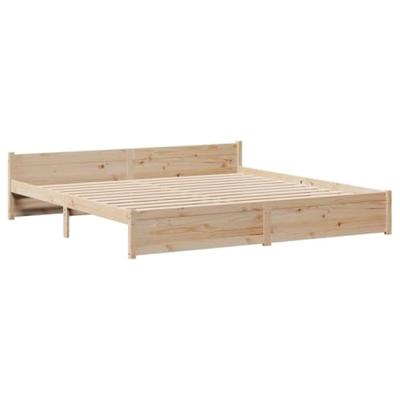 Bedframe met hoofdbord massief grenenhout 200x200 cm