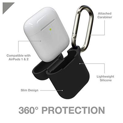 Airpods hoes van GEAR4 Apollo, beschermhoes van lichtgewicht siliconen Airpods 1 en 2 hoes met aangebrachte clip - zwart