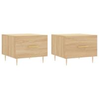 Salontafels 2 st 50x50x40 cm bewerkt hout sonoma eikenkleurig - thumbnail