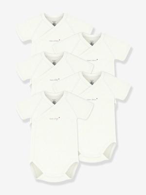 Set van 5 gekruiste body's baby katoen PETIT BATEAU wit