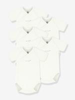 Set van 5 gekruiste body's baby katoen PETIT BATEAU wit - thumbnail