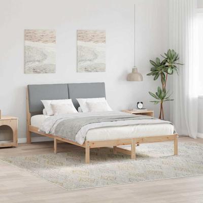 Bedframe Bruin en lichtgrijs 160 x 200 cm Massief grenenhout