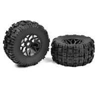 Team Corally - Off-Road 1/8 MT Tires - Mud Claws - Glued on Black Rims - 1 pair - thumbnail