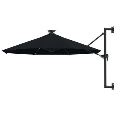 VidaXL Wandparasol met led's 300 cm zwart