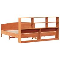 Bed met boekenkast zonder matras grenenhout wasbruin 180x200 cm - thumbnail
