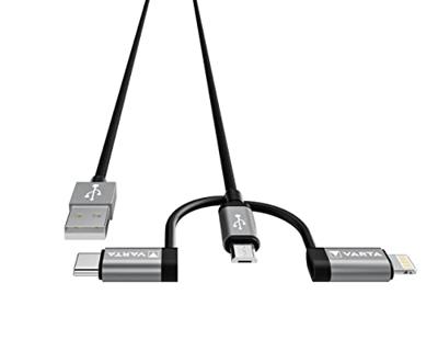 Varta USB-kabel USB-A stekker, USB-micro-B stekker, USB-C stekker, Apple Lightning stekker 2.00 m Meerdere kleuren 57937101111